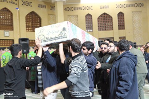 مسجد دانشگاه بوعلی‌سینا میزبان پیکر یکی از شهدای گمنام دفاع مقدس شد + گزارش تصویری